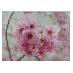 Cherry Blossom, rosa Blumenfotografie Schneidebrett