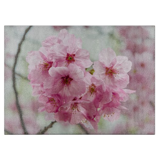 Cherry Blossom, rosa Blumenfotografie Schneidebrett (Vorderseite)