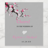 Cherry Blossom Rosa Die Rote Flora und Fauna Weinetikett (Einzelnes Label)