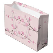 Cherry Blossom - Rosa Große Geschenktüte (Rückseite Schrägansicht)