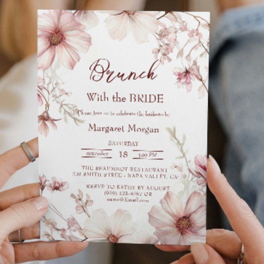 Cherry Blossom Rosa und Weißer Brunch mit Braut Einladung