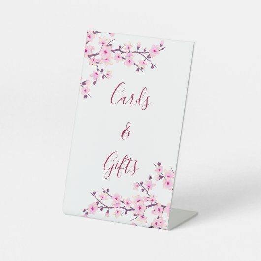 Cherry Blossom Rosa weiße Karten und Geschenke Sockelschild (Vorderseite)