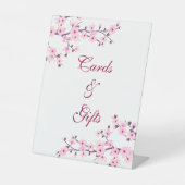 Cherry Blossom Rosa weiße Karten und Geschenke Sockelschild (Vorderseite)