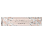 Cherry Blossom Rose Gold Blush Glitzer Namensplakette (Vorderseite)