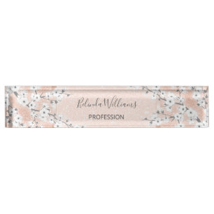 Cherry Blossom Rose Gold Blush Glitzer Namensplakette