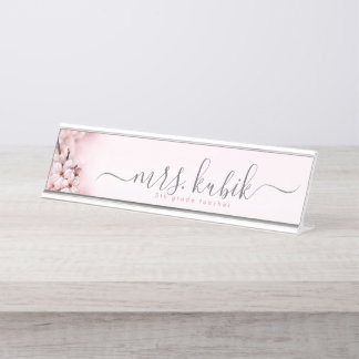 Cherry Blossom Rose Gold Teacher Schreibtisch Name Schreibtischnamensplakette