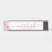 Cherry Blossom Rose Gold Teacher Schreibtisch Name Schreibtischnamensplakette (Vorderseite )