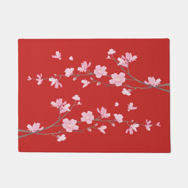 Cherry Blossom - Rot Fußmatte (Vorderseite)