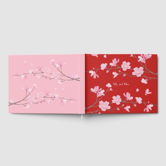 Cherry Blossom - Rot Gästebuch (Voll)
