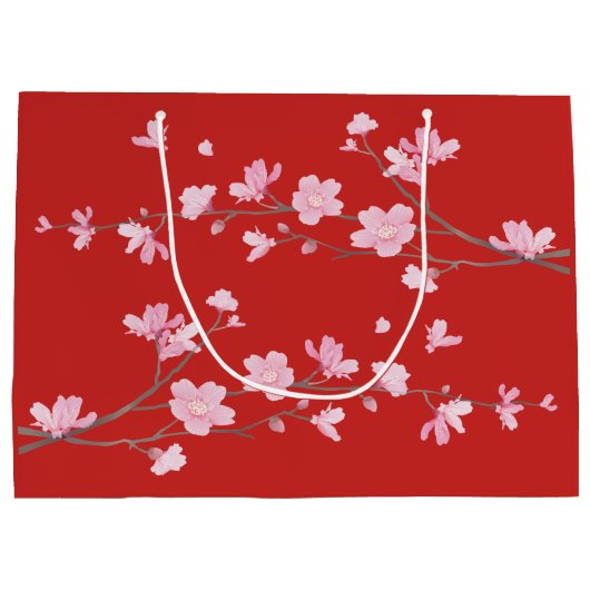 Cherry Blossom - Rot Große Geschenktüte (Rückseite)