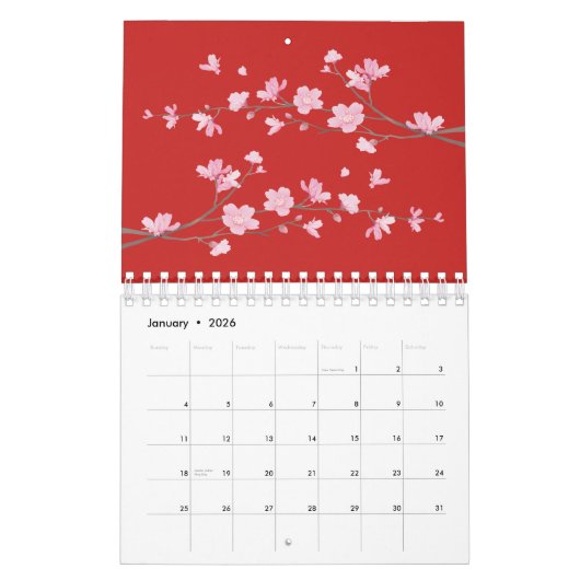 Cherry Blossom - Rot Kalender (Jan 2026)