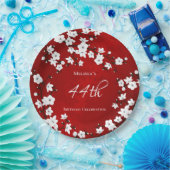 Cherry Blossom Rot Schwarz und Weiß Geburtstag Pappteller (Party)