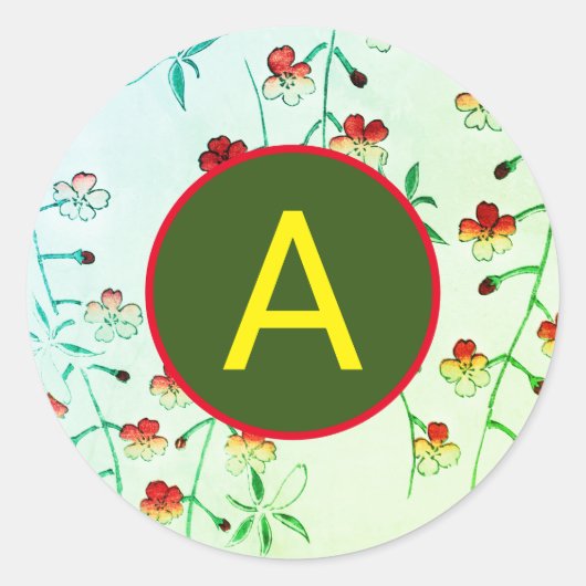 CHERRY BLOSSOM ROUND STICKER MIT CUSTOM INITIAL (Vorderseite)