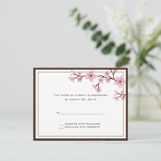 Cherry Blossom RSVP Cards (Stehend Vorderseite)