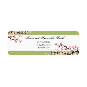 Cherry Blossom Rücksendeadresse Label - Seite Grün