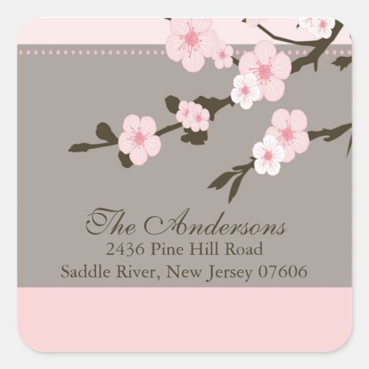 Cherry Blossom Rücksendeadresse Wedding Sticker (Vorderseite)