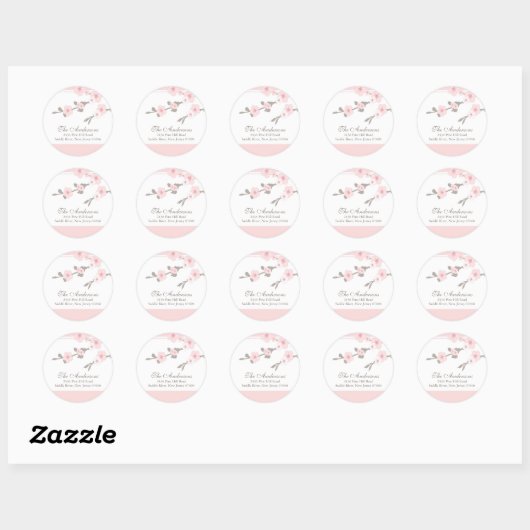 Cherry Blossom Rücksendeadresse Wedding Sticker (Blatt)