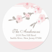 Cherry Blossom Rücksendeadresse Wedding Sticker (Vorderseite)