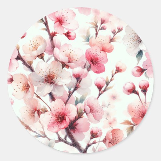 Cherry Blossom Runder Aufkleber (Vorderseite)