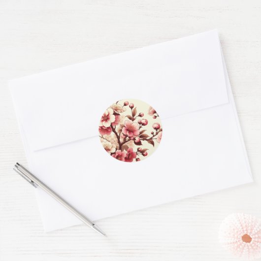 Cherry Blossom Runder Aufkleber (Umschlag)