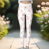 Cherry Blossom Sacura Muster Weißrosa Blütenmuster Leggings