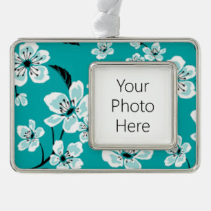 CHERRY BLOSSOM - SAKURA (AQUAMARIN) Rahmen-Ornament SILBER