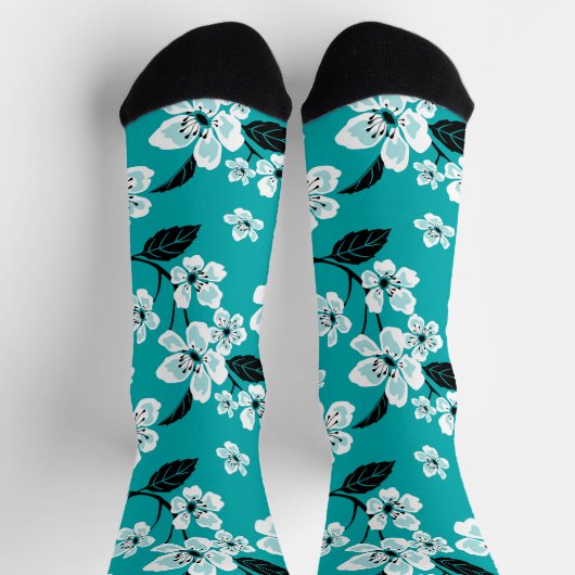 CHERRY BLOSSOM - SAKURA (AQUAMARIN) SOCKEN (Oben)