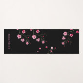 Cherry Blossom Sakura Aquarell schwarz Yogamatte (Vorderseite (Horizontal))