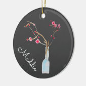 Cherry Blossom Sakura Aquarellkunst Keramik Ornament (Links)