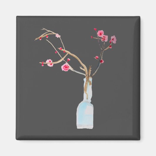 Cherry Blossom Sakura Aquarellkunst Magnet (Vorne)
