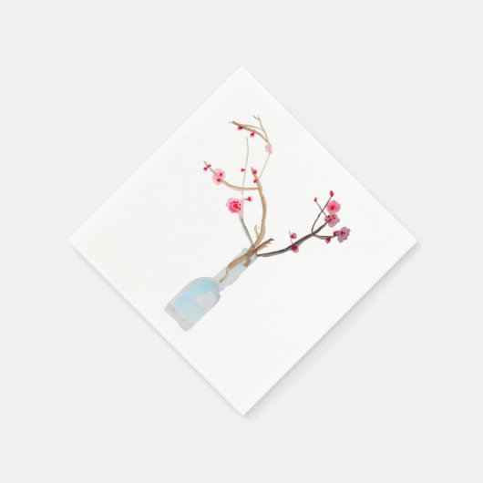 Cherry Blossom Sakura Aquarellkunst Serviette (Ecke)