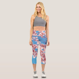 Cherry Blossom Sakura Blume Capri Leggings