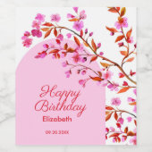 Cherry Blossom Sakura Blume Pink Weißer Geburtstag Weinetikett (Einzelnes Label)