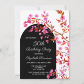 Cherry Blossom Sakura Blume Schwarz-weiß Geburtsta Einladung (Vorderseite)