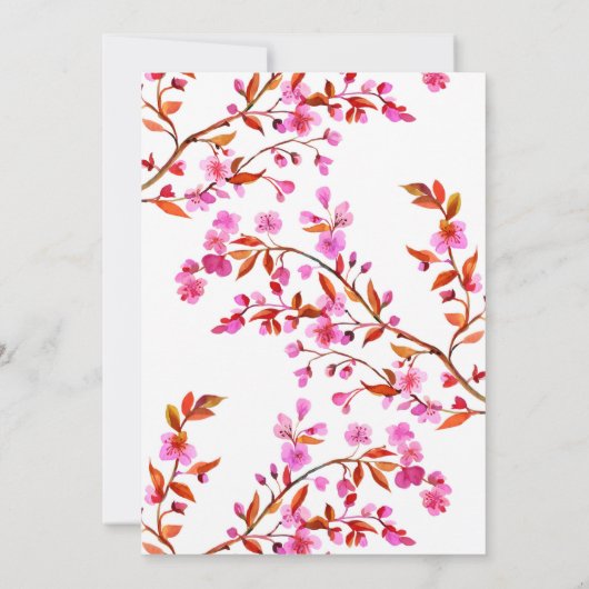 Cherry Blossom Sakura Blume Schwarz-weiß Geburtsta Einladung (Rückseite)