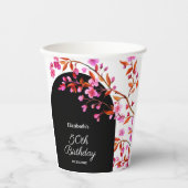 Cherry Blossom Sakura Blume Schwarz-weiß Geburtsta Pappbecher (Vorderseite)