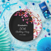 Cherry Blossom Sakura Blume Schwarz-weiß Geburtsta Pappteller (Party)