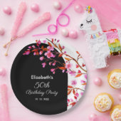 Cherry Blossom Sakura Blume Schwarz-weiß Geburtsta Pappteller (Party)