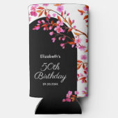 Cherry Blossom Sakura Blume Schwarz-weiß Geburtsta Selters Dosenkühler (Rückseite)