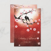Cherry Blossom Sakura&Liebe VögelEmpfang Hochzeit Einladung (Vorne/Hinten)