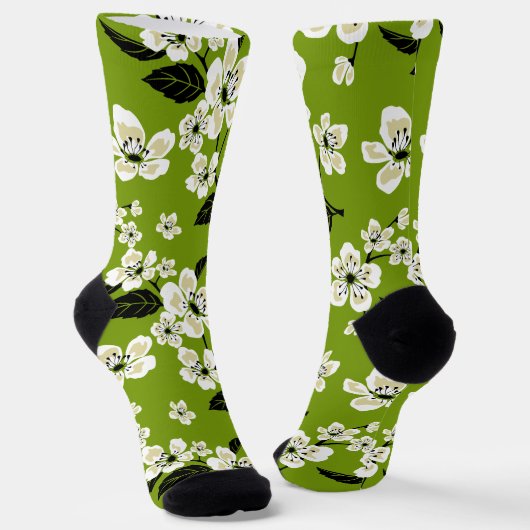 CHERRY BLOSSOM - SAKURA (MATCHA GRÜNE) SOCKEN (Gewinkelt)