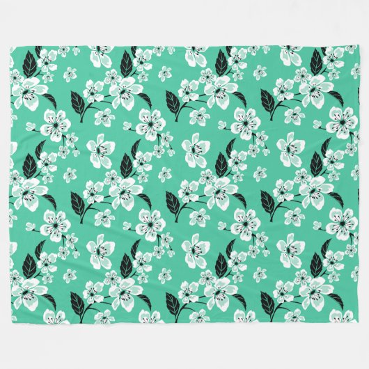 CHERRY BLOSSOM - SAKURA (MINT) FLEECEDECKE (Vorderseite (Horizontal))