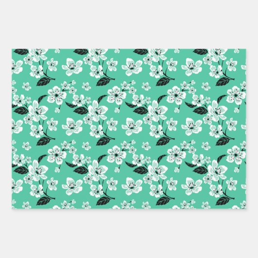 CHERRY BLOSSOM - SAKURA (MINT) GESCHENKPAPIER SET (Vorderseite 3)