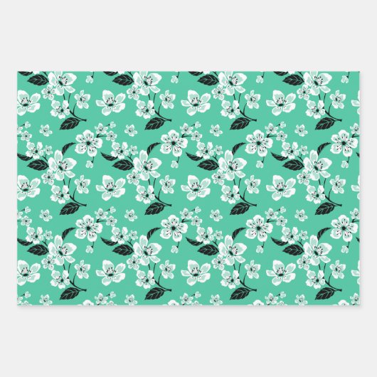 CHERRY BLOSSOM - SAKURA (MINT) GESCHENKPAPIER SET (Vorderseite 2)