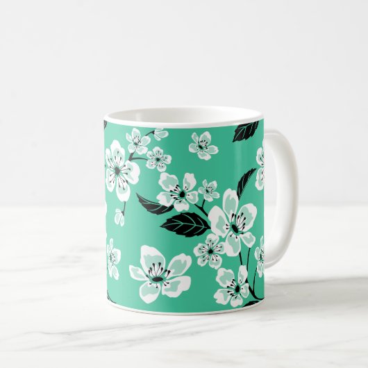 CHERRY BLOSSOM - SAKURA (MINT) KAFFEETASSE (VorderseiteRechts)