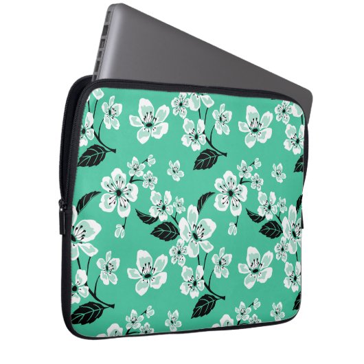 CHERRY BLOSSOM - SAKURA (MINT) LAPTOPSCHUTZHÜLLE (Vorne Rechts)