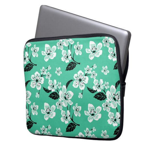 CHERRY BLOSSOM - SAKURA (MINT) LAPTOPSCHUTZHÜLLE (Vorderseite Links)