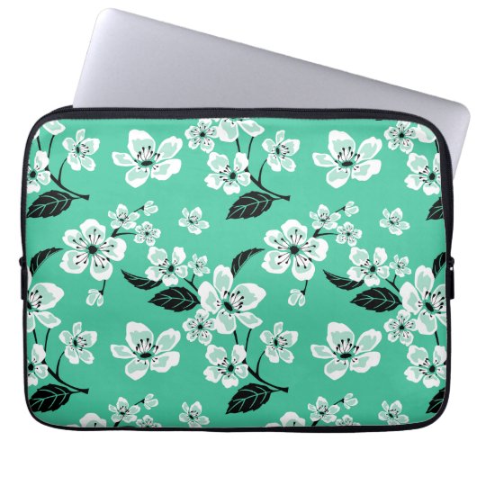 CHERRY BLOSSOM - SAKURA (MINT) LAPTOPSCHUTZHÜLLE (Vorderseite)