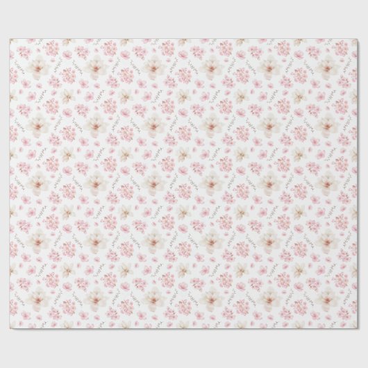 Cherry Blossom Sakura Muster Rosa Weiß Geschenkpapier (Flach)