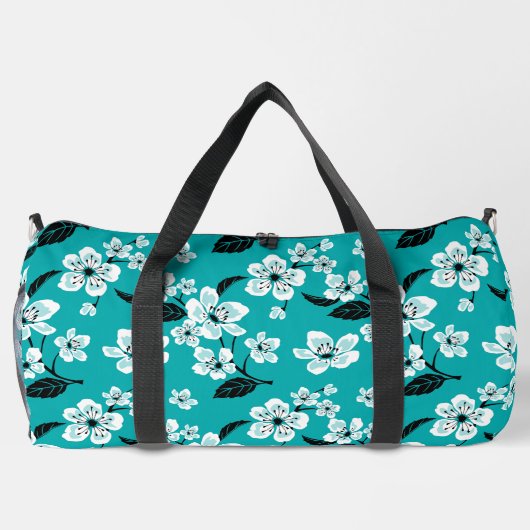 CHERRY BLOSSOM - SAKURA PATTER IN AQUAMARIN DUFFLE BAG (Rückseite)